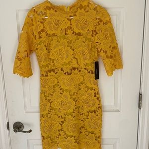 Lulus yellow lace cocktail dress
